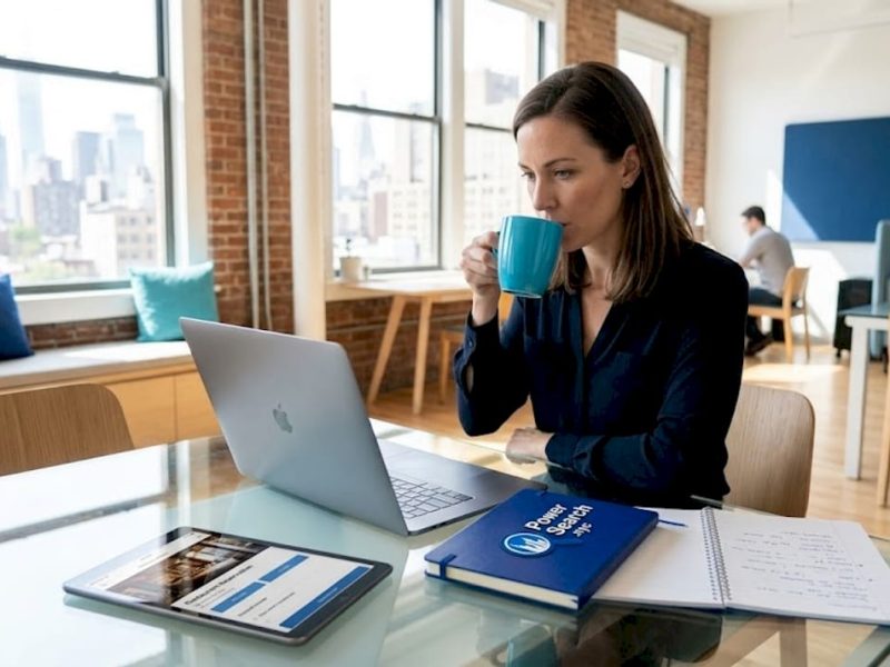 Person comparing booking platforms at kitchen table