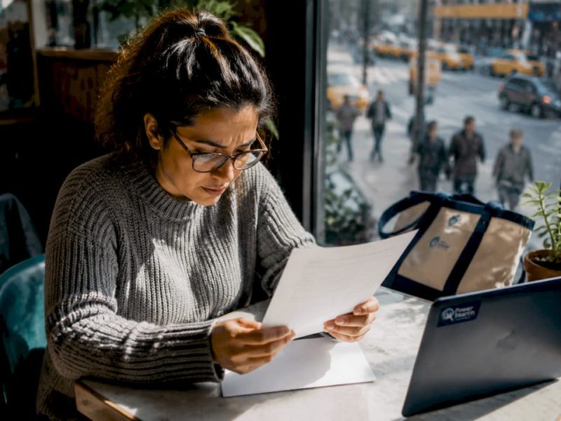 Traveler reviewing NYC hotel bill charges