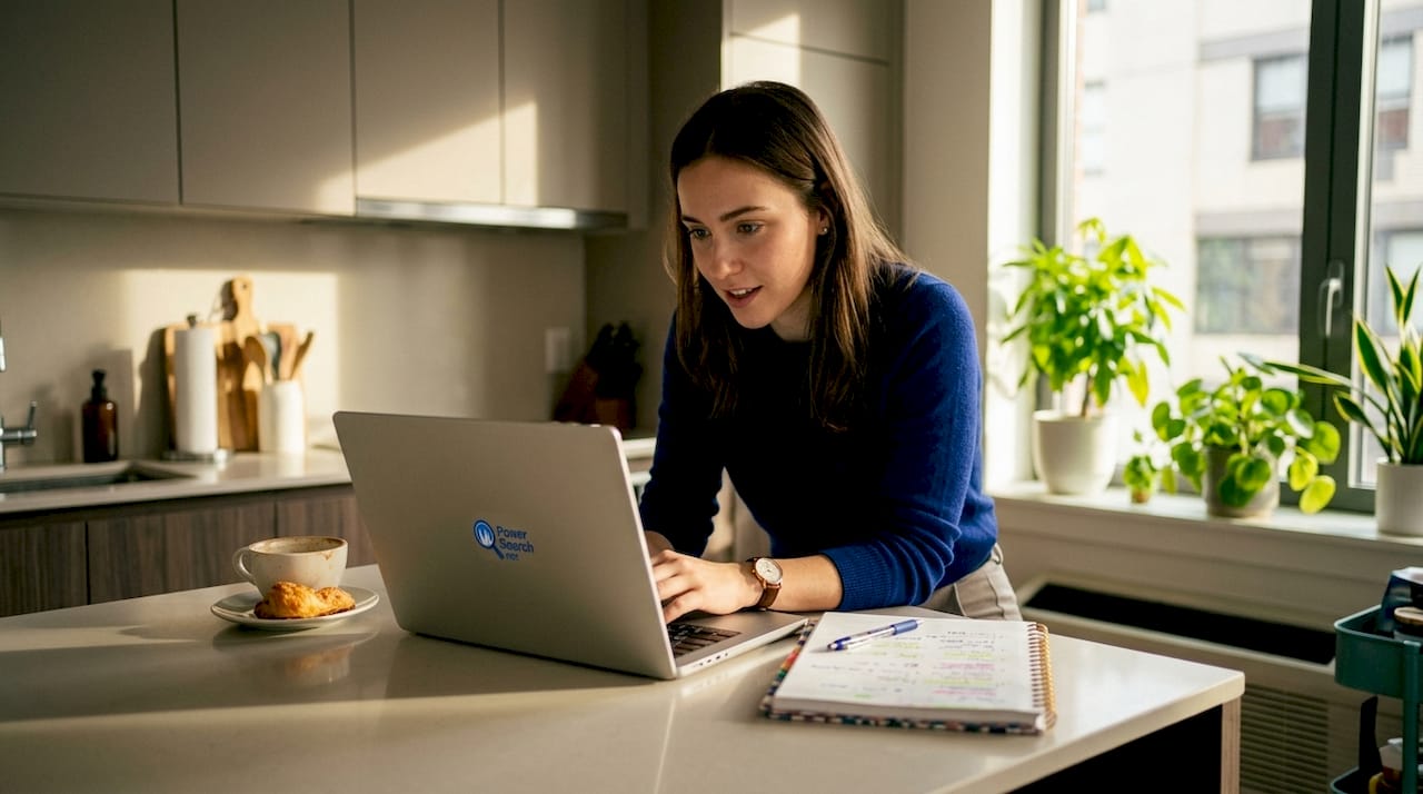 Woman comparing hotel booking websites on laptop