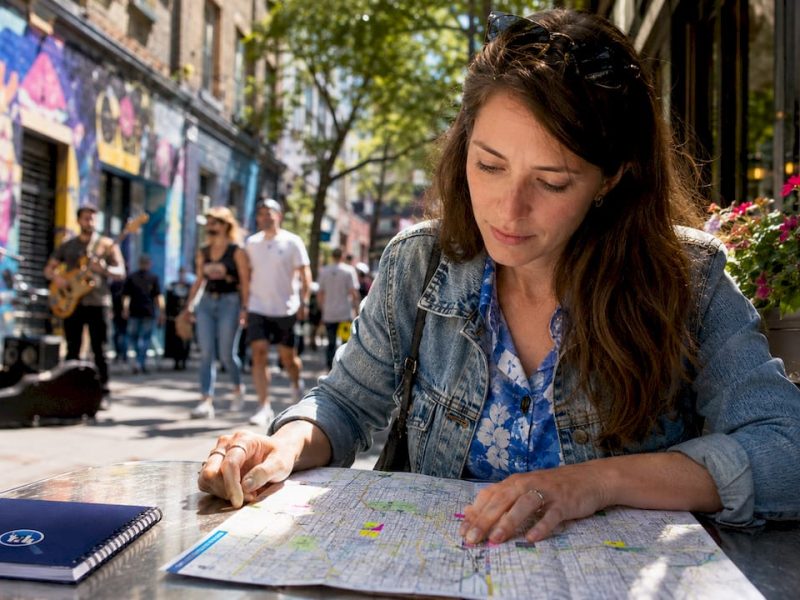 Traveler planning NYC hotel neighborhood