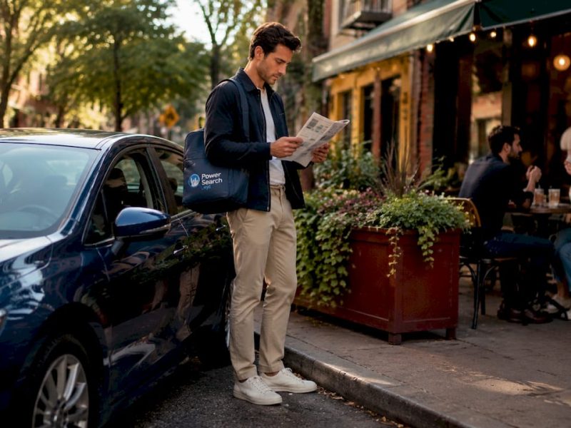 Traveler checking parking near NYC hotel