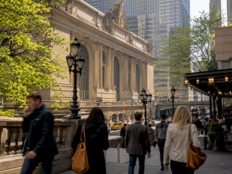 Grand Central Terminal with nearby hotel facades